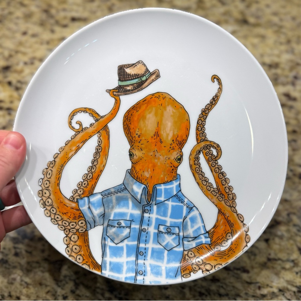 Rachel kozlowski west elm dapper animal dinner plate octopus